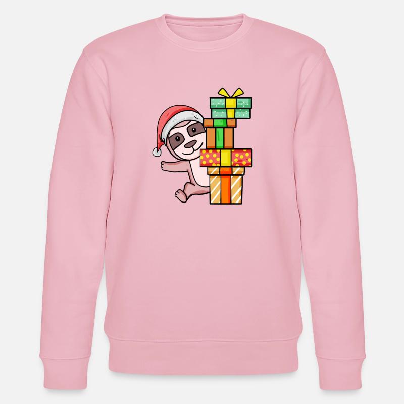 Faultier mit Weihnachtsmütze - Stanley/Stella Unisex Bio-Sweatshirt CHANGER  - Hellrosa