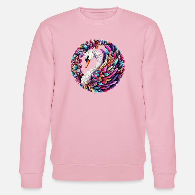 Schwan mit Mandalas verziert - Stanley/Stella Unisex Bio-Sweatshirt CHANGER  - Hellrosa