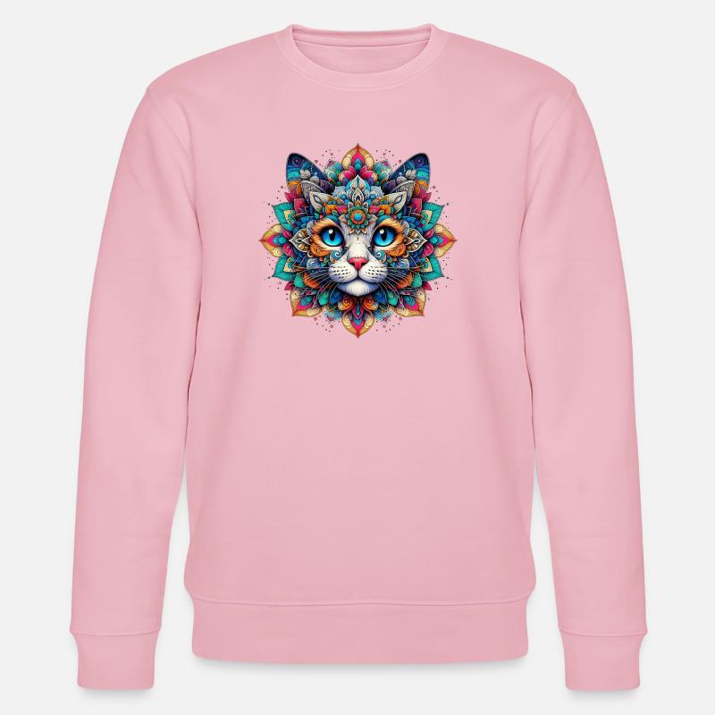 Katze mit Mandalas verziert - Stanley/Stella Unisex Bio-Sweatshirt CHANGER  - Hellrosa