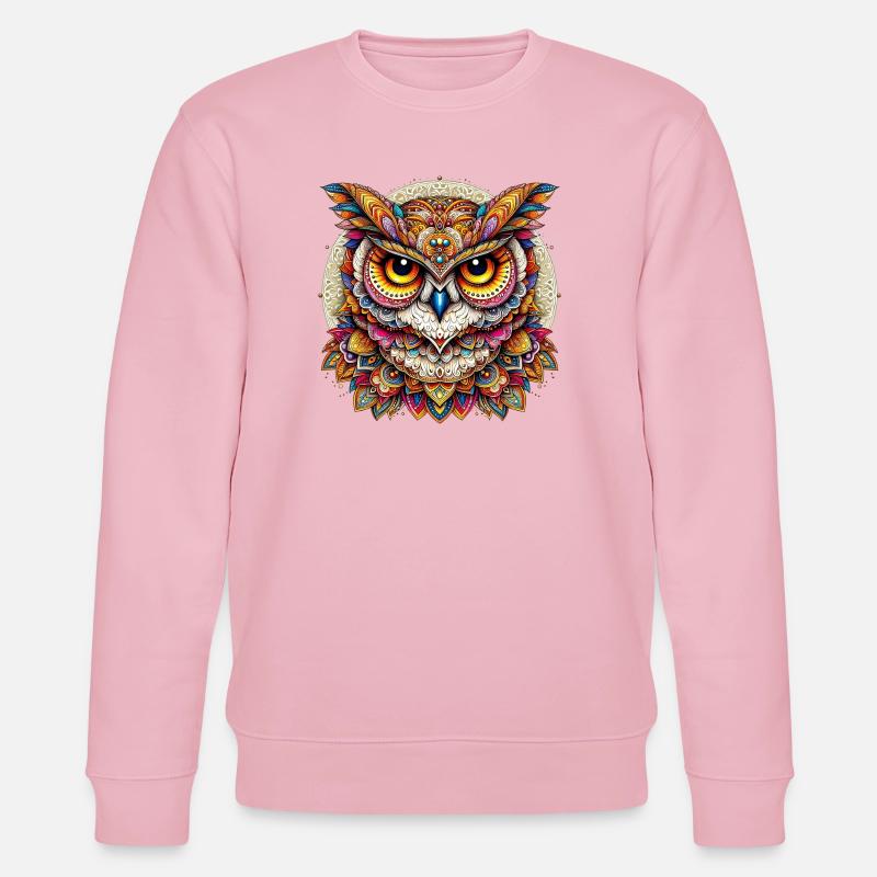 Eule mit Mandalas verziert - Stanley/Stella Unisex Bio-Sweatshirt CHANGER  - Hellrosa