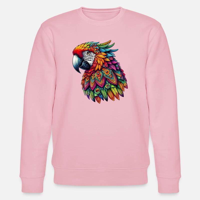 Papagei mit Mandalas verziert - Stanley/Stella Unisex Bio-Sweatshirt CHANGER  - Hellrosa