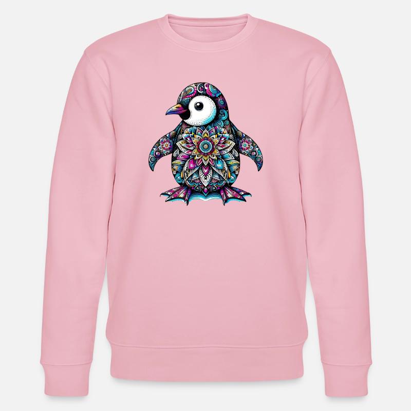 Pinguin mit Mandalas verziert - Stanley/Stella Unisex Bio-Sweatshirt CHANGER  - Hellrosa