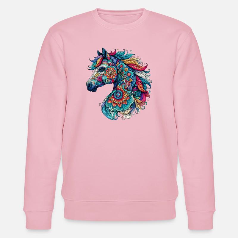 Pferd mit Mandalas verziert - Stanley/Stella Unisex Bio-Sweatshirt CHANGER  - Hellrosa