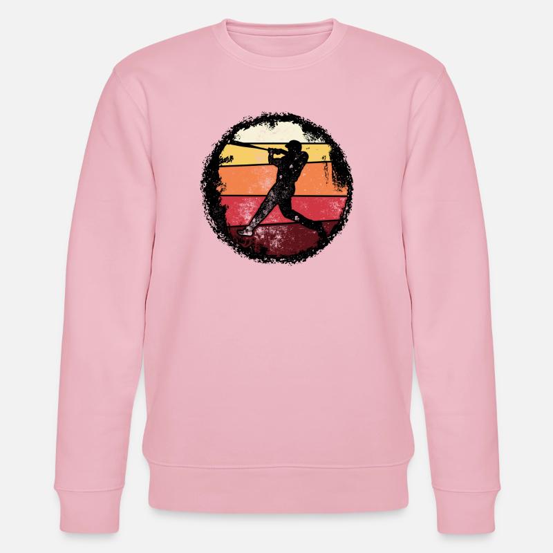 Baseball Sunset Silhouette - Stanley/Stella CHANGER Unisex Organic Sweatshirt - cotton pink