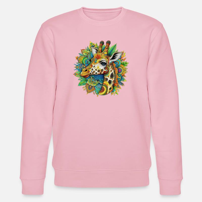 Giraffe mit Mandalas verziert - Stanley/Stella Unisex Bio-Sweatshirt CHANGER  - Hellrosa