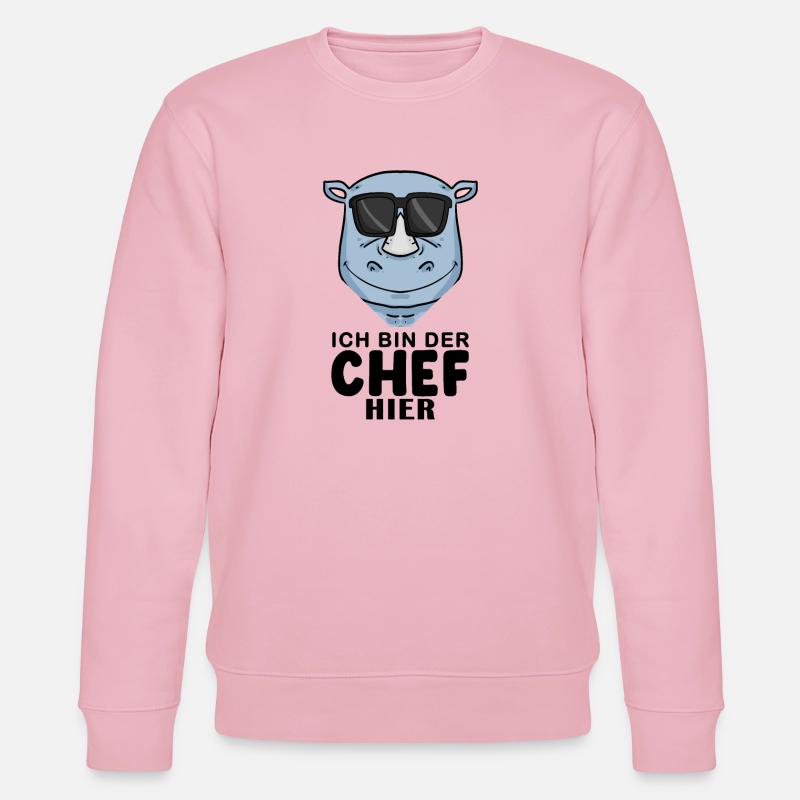 Chef Spruch mit Nashorn Motiv - Stanley/Stella Unisex Bio-Sweatshirt CHANGER  - Hellrosa