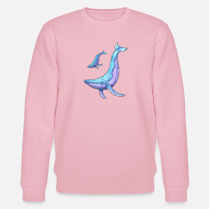 Buckelwal mit Kalb - Stanley/Stella Unisex Bio-Sweatshirt CHANGER  - Hellrosa