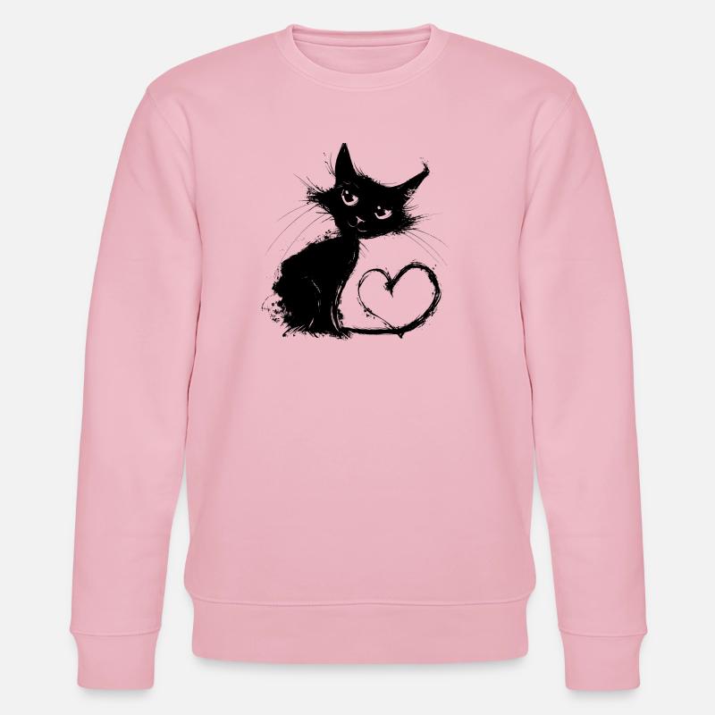 Schwarze Katze Liebe - Stanley/Stella Unisex Bio-Sweatshirt CHANGER  - Hellrosa