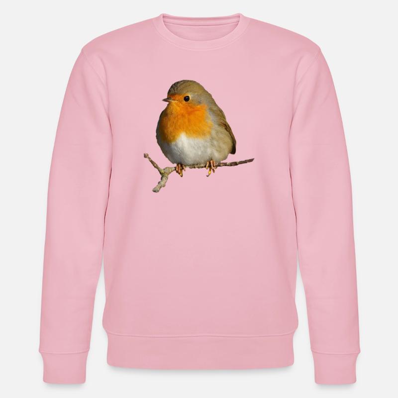 Rotkehlchen auf Ast sitzend - Stanley/Stella Unisex Bio-Sweatshirt CHANGER  - Hellrosa
