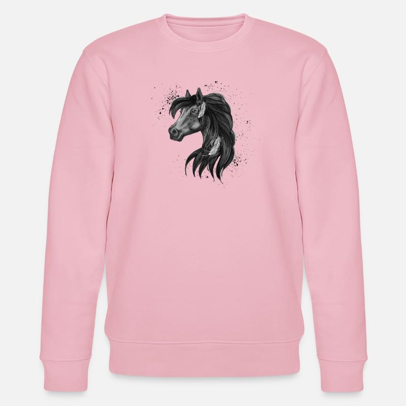 Anmutiges Schwarzes Pferdemotiv - Stanley/Stella Unisex Bio-Sweatshirt CHANGER  - Hellrosa