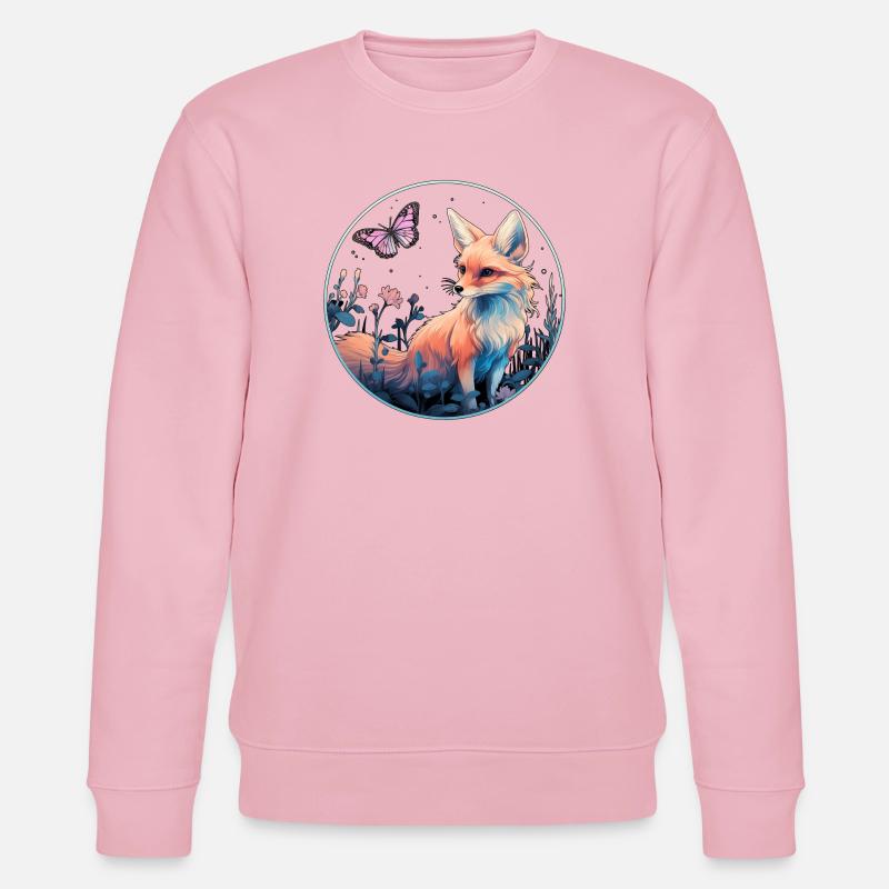 Renard avec papillon - Sweat bio CHANGER Stanley/Stella Unisexe - rose pâle