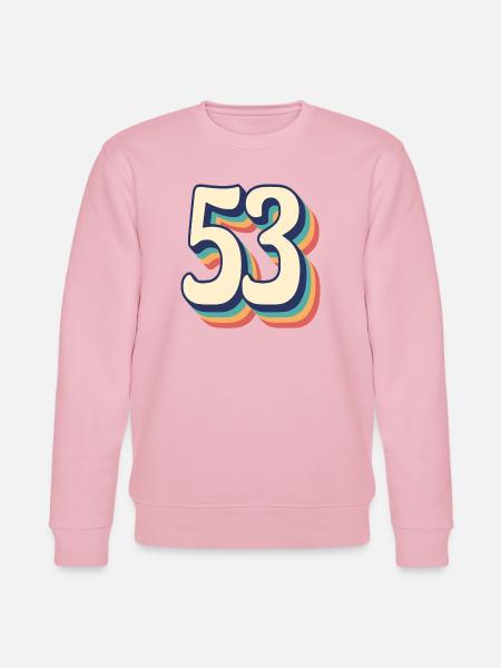 Vintage Retro T Shirt Number 53 Fifty Three - Stanley/Stella CHANGER Unisex Organic Sweatshirt - cotton pink