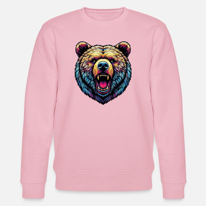 Wütender wilder Bär - Stanley/Stella Unisex Bio-Sweatshirt CHANGER  - Hellrosa