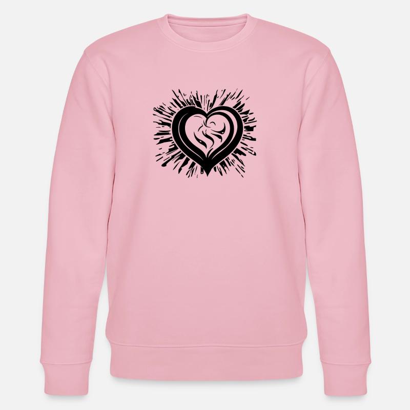 Geschwungenes Herz mit Strahlen - Stanley/Stella Unisex Bio-Sweatshirt CHANGER - Hellrosa