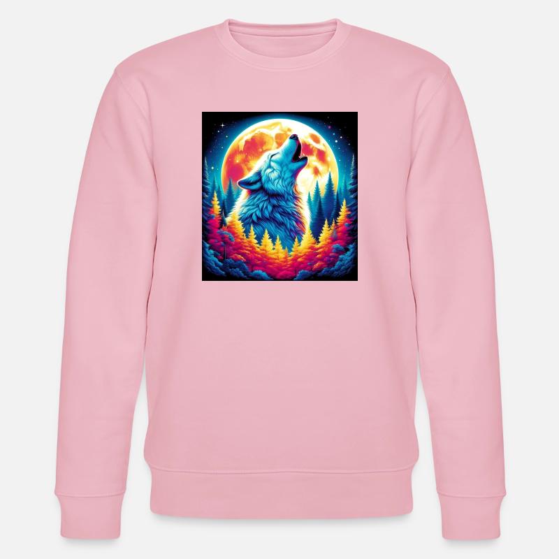 Wolf heult den Mond an - Stanley/Stella Unisex Bio-Sweatshirt CHANGER - Hellrosa