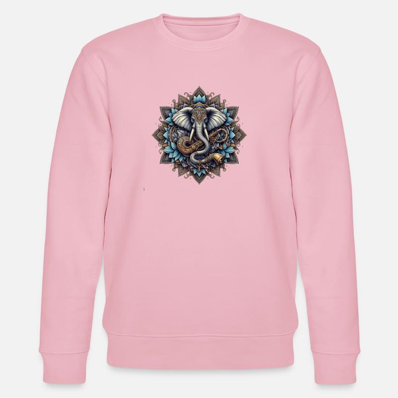 Mandala d’éléphants dans le style steampunk - Sweat bio CHANGER Stanley/Stella Unisexe - rose pâle