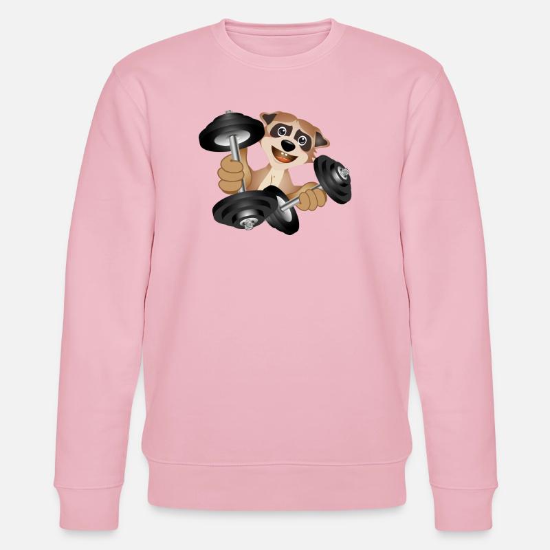 Bodybuilder Erdmännchen mit Hanteln beim Training - Stanley/Stella Unisex Bio-Sweatshirt CHANGER  - Hellrosa