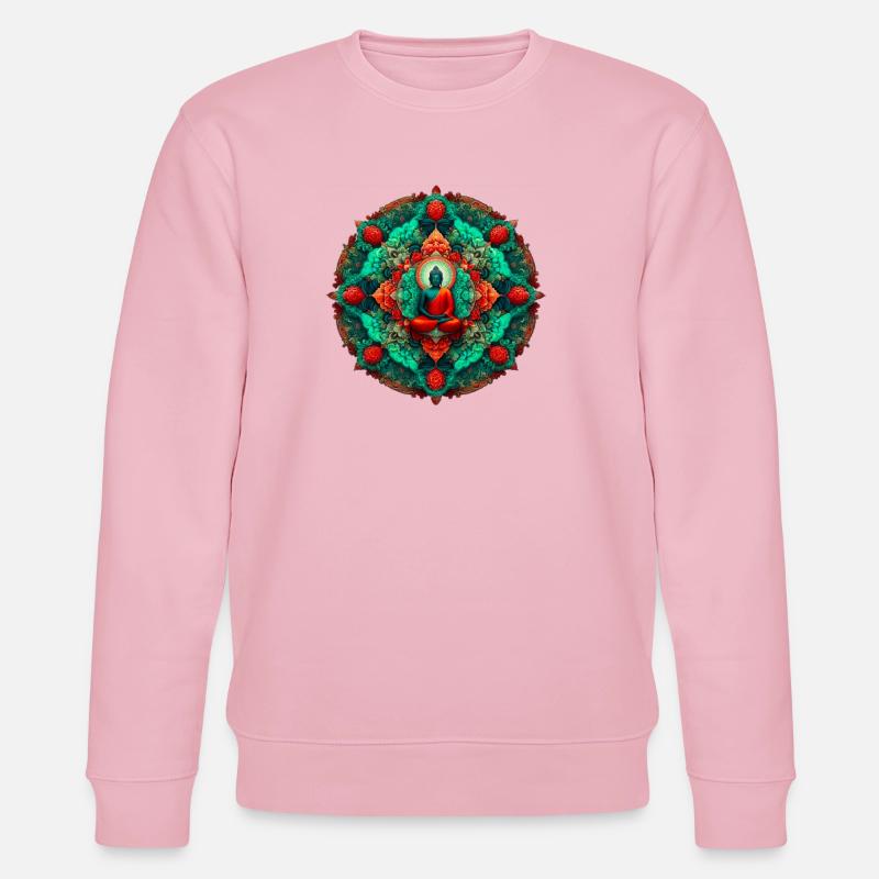 Bouddha Mandala sarcelle - Sweat bio CHANGER Stanley/Stella Unisexe - rose pâle
