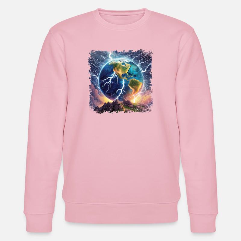 Globe jonché d’éclairs - Sweat bio CHANGER Stanley/Stella Unisexe - rose pâle