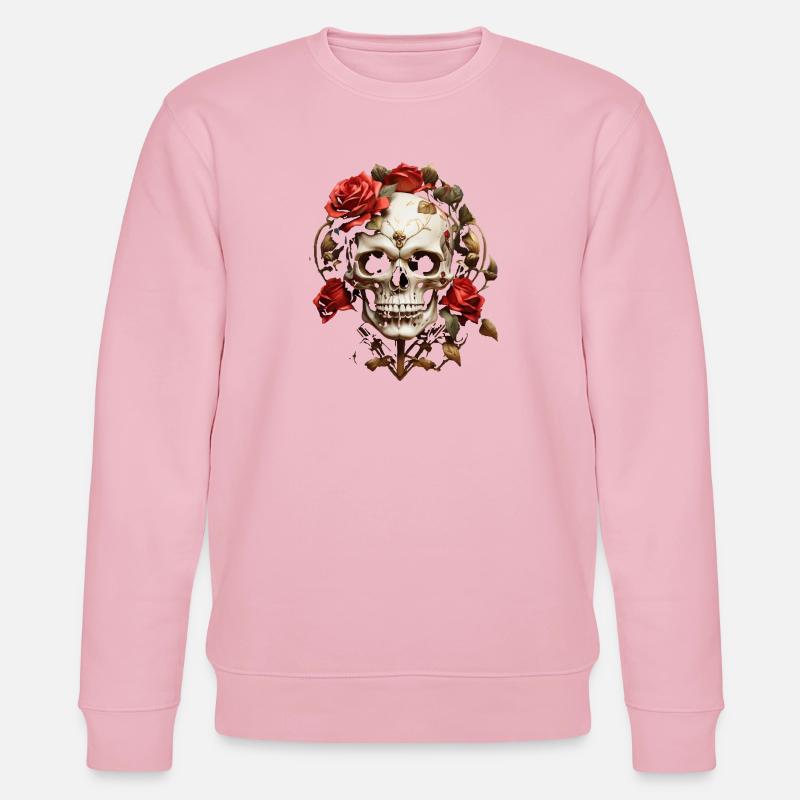 Rosenroter Schädel Kranz - Stanley/Stella Unisex Bio-Sweatshirt CHANGER  - Hellrosa