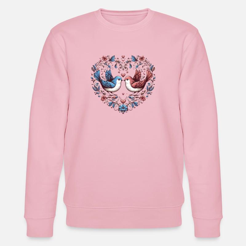 Herz der Tauben im Blumenkranz - Stanley/Stella Unisex Bio-Sweatshirt CHANGER - Hellrosa