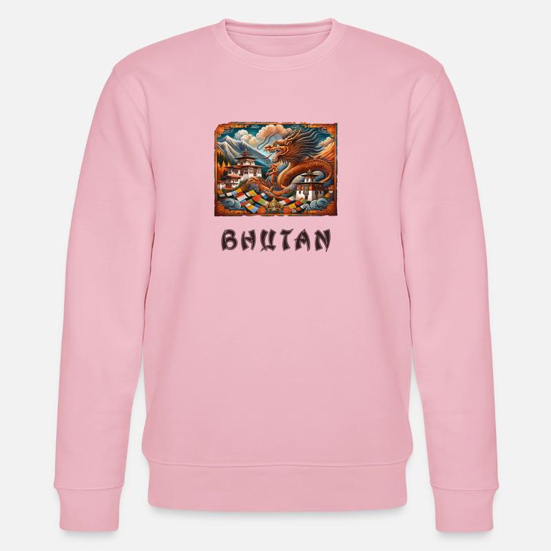 Bhutan Drache Buddha Thimphu - Stanley/Stella Unisex Bio-Sweatshirt CHANGER  - Hellrosa