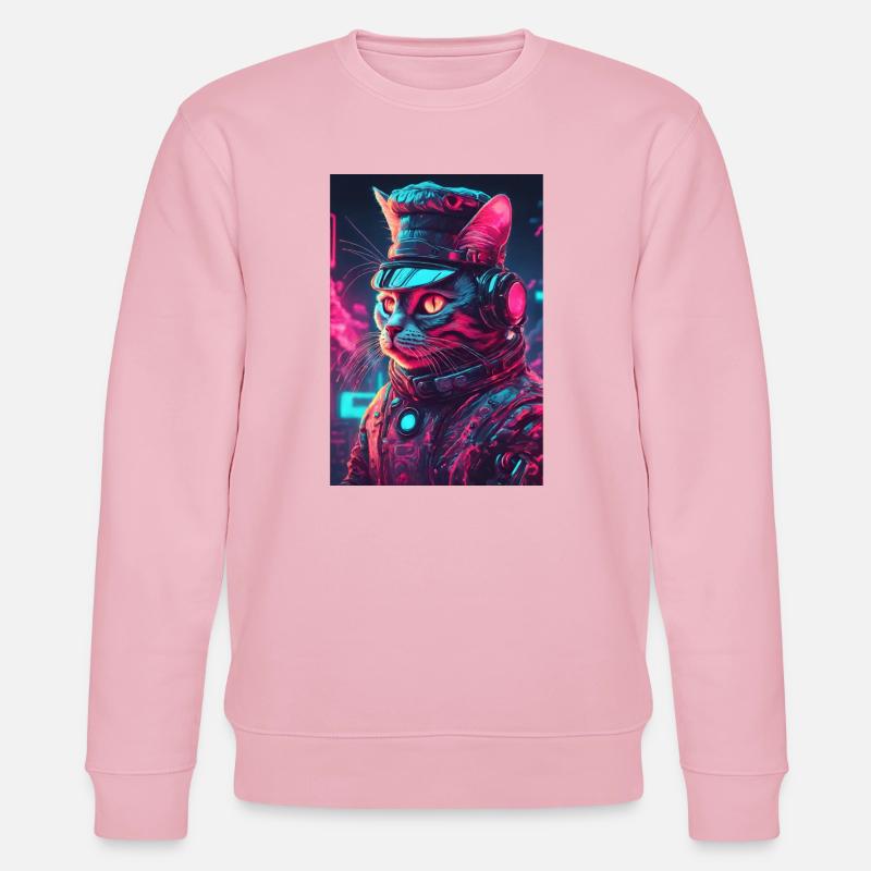 Cyberkatze Astronaut Neon - Stanley/Stella Unisex Bio-Sweatshirt CHANGER  - Hellrosa