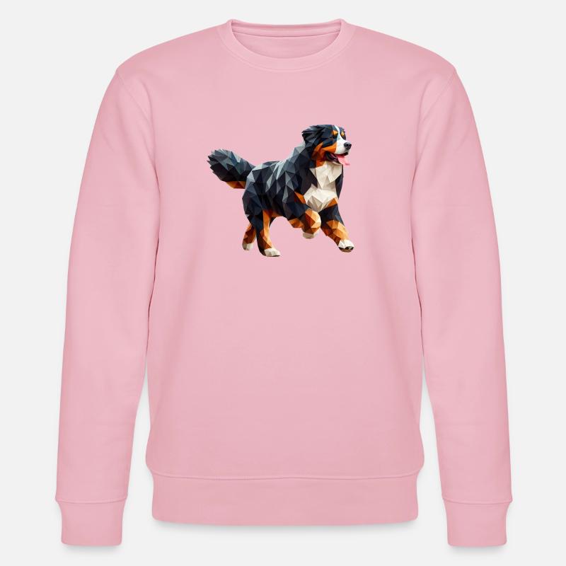 Berner Sennenhund Origami 3D Geometrisch - Stanley/Stella Unisex Bio-Sweatshirt CHANGER - Hellrosa