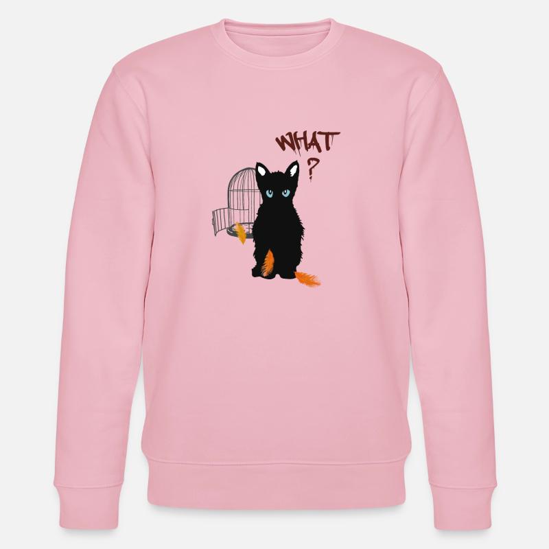 Little black cute kitten and bird - Stanley/Stella CHANGER Unisex Organic Sweatshirt - cotton pink