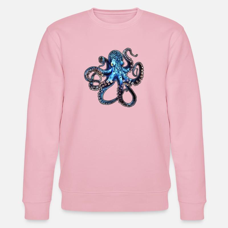 Tiefsee Oktopus in Blau - Stanley/Stella Unisex Bio-Sweatshirt CHANGER  - Hellrosa