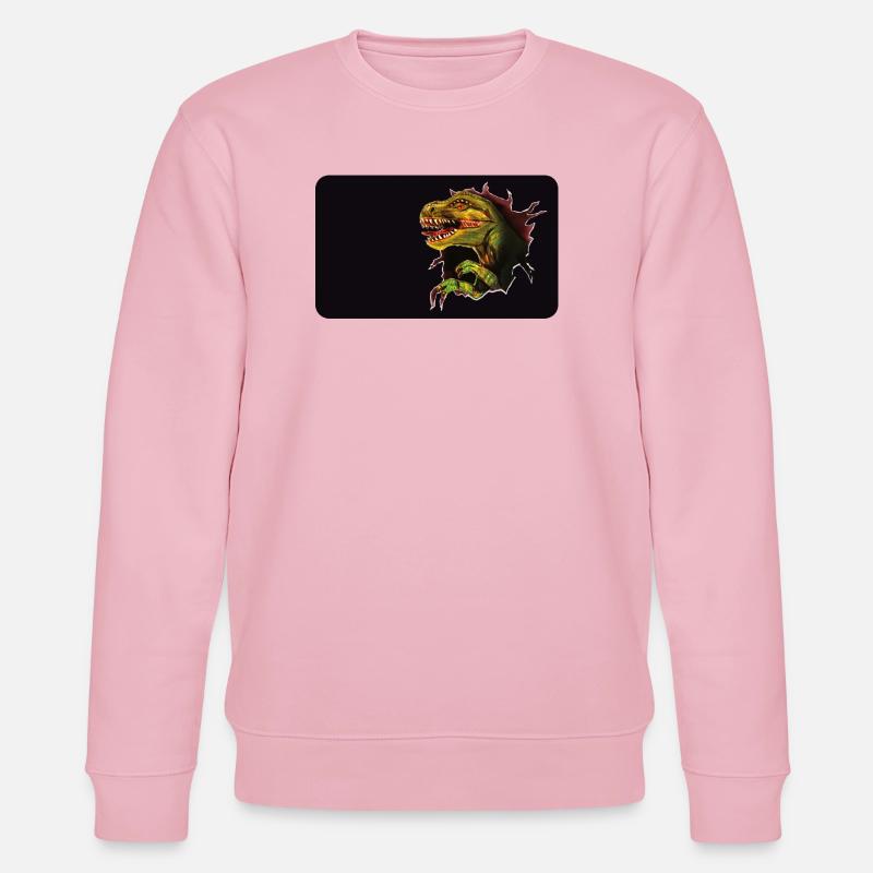 T-Rex Ausbruch durch Loch - Stanley/Stella Unisex Bio-Sweatshirt CHANGER - Hellrosa