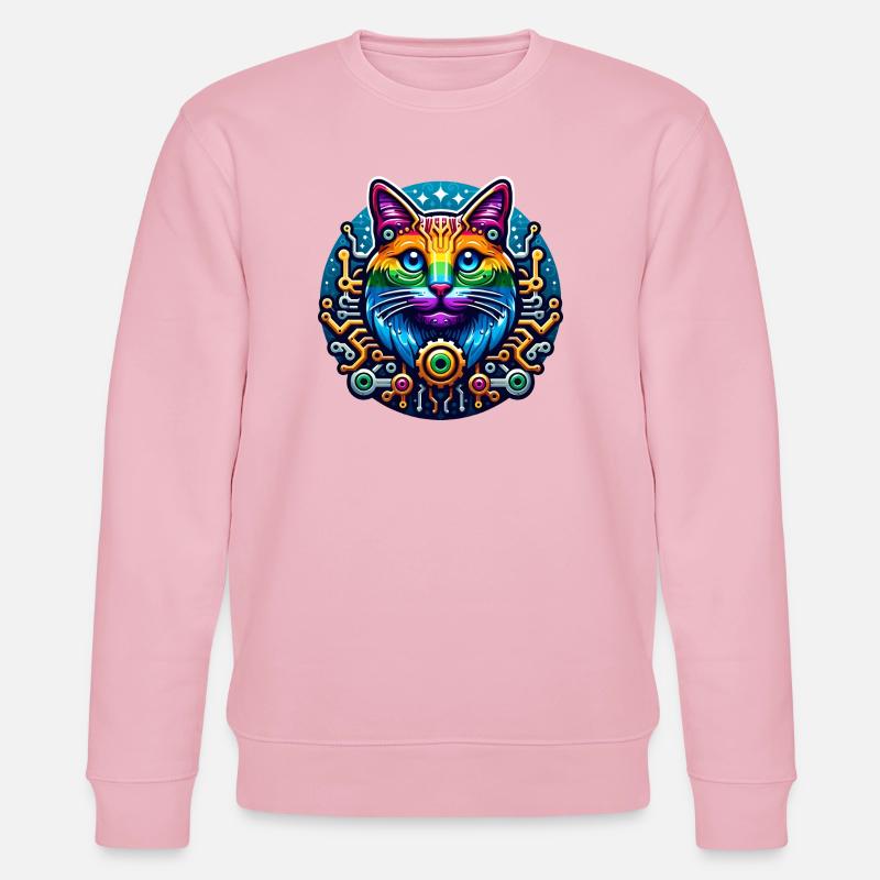 Mechanical Rainbow Cat - Stanley/Stella Unisex Bio-Sweatshirt CHANGER  - Hellrosa