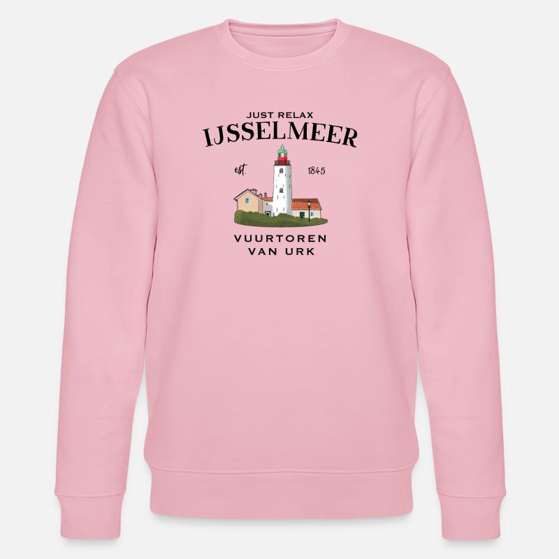 Phare d’Urk, IJsselmeer Pays-Bas, Dessin - Sweat bio CHANGER Stanley/Stella Unisexe - rose pâle