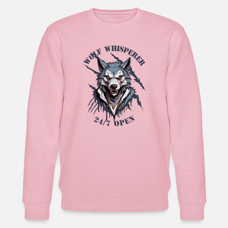 Wolf Whisperer Open 24/7 - Stanley/Stella CHANGER Unisex Organic Sweatshirt - cotton pink