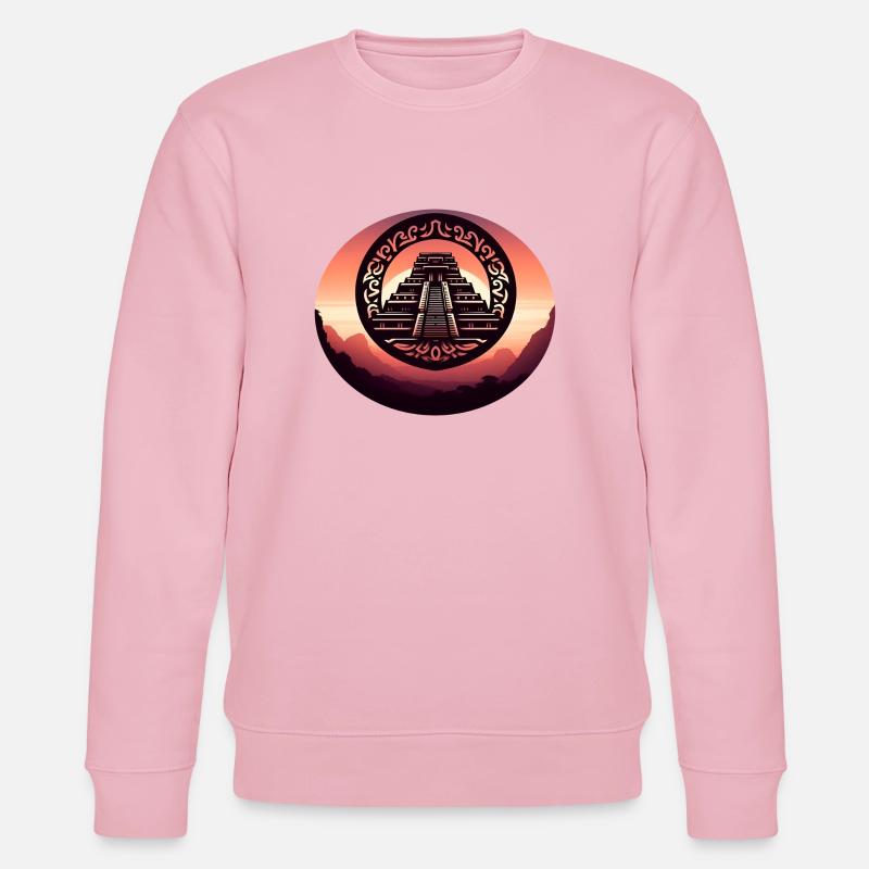 Mayatempel Pyramide Aztekisch Tribal Reise - Stanley/Stella Unisex Bio-Sweatshirt CHANGER  - Hellrosa