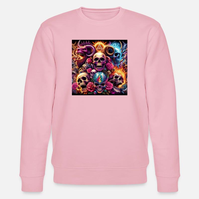 Totenköpfe, Farben und Blumen - Stanley/Stella Unisex Bio-Sweatshirt CHANGER  - Hellrosa