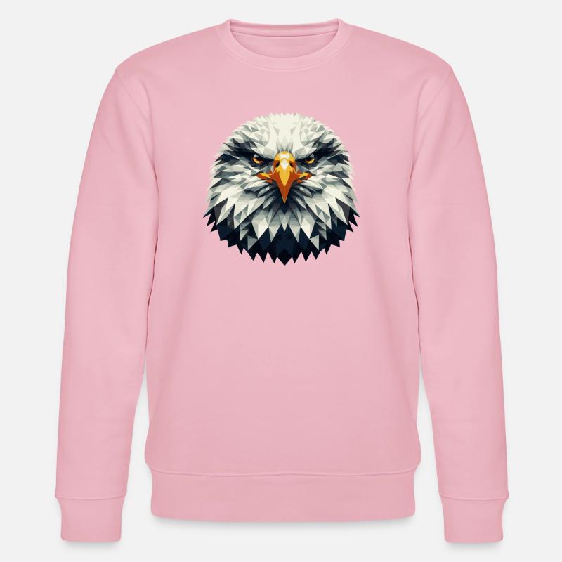 Geometric Eagle Head – Polygonal - Stanley/Stella CHANGER Unisex Organic Sweatshirt - cotton pink