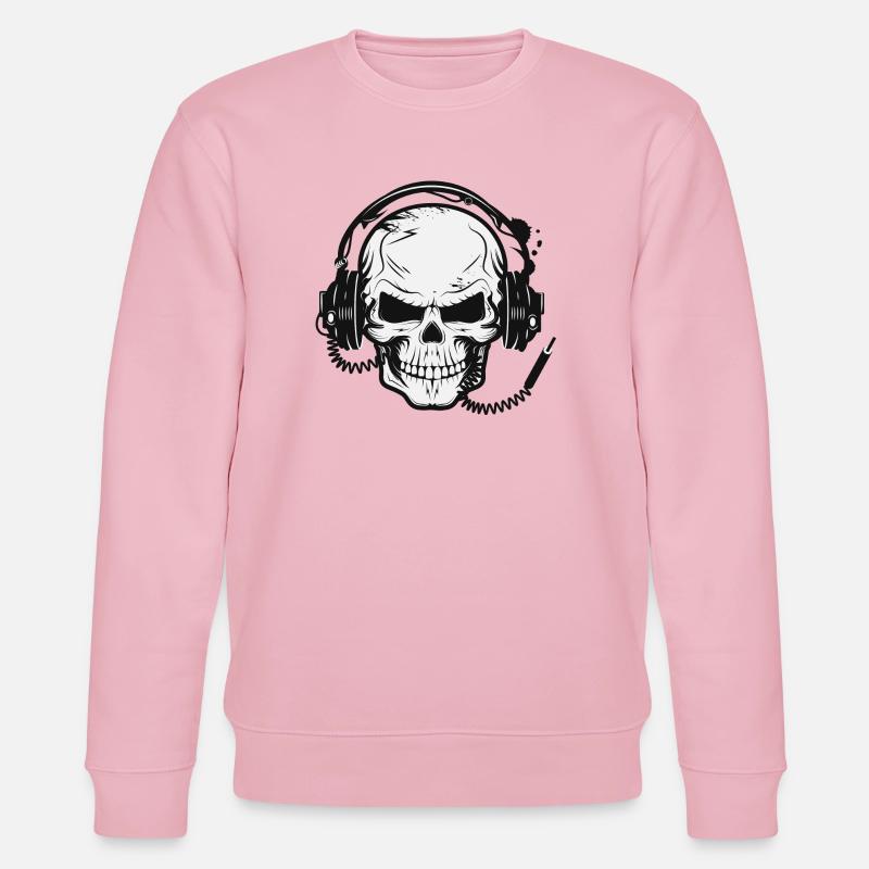 Schädel,Skull,Totenkopf mit Kopfhörer - Stanley/Stella Unisex Bio-Sweatshirt CHANGER  - Hellrosa