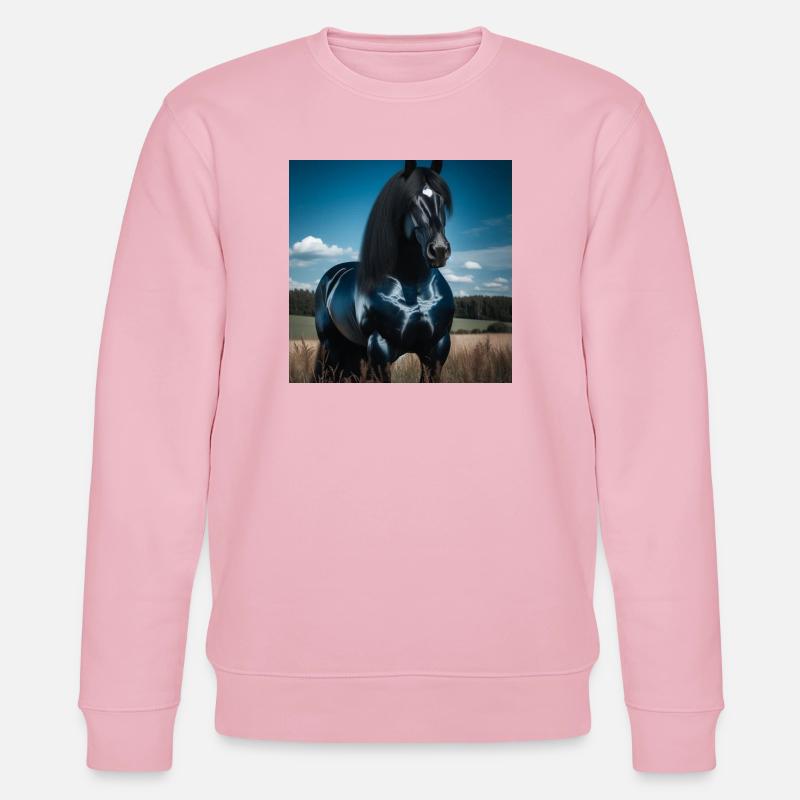 Mächtiges schwarzes Pferd - Stanley/Stella Unisex Bio-Sweatshirt CHANGER  - Hellrosa