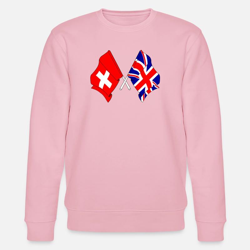Flagge Schweiz, Flagge England - Stanley/Stella Unisex Bio-Sweatshirt CHANGER  - Hellrosa