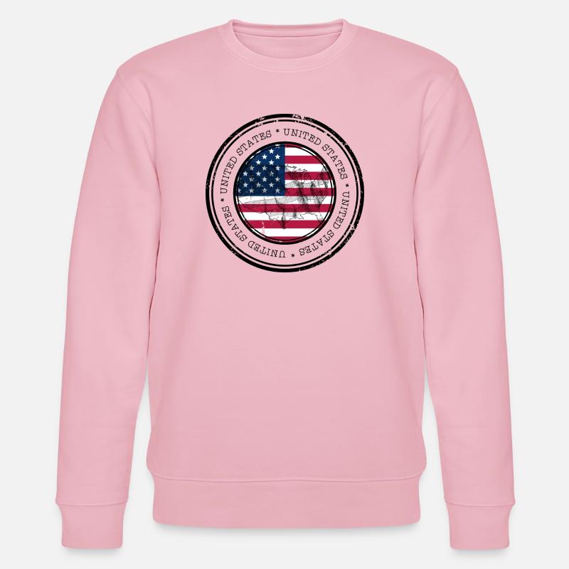 Drapeau des États-Unis Carte Emblème Rond - Sweat bio CHANGER Stanley/Stella Unisexe - rose pâle