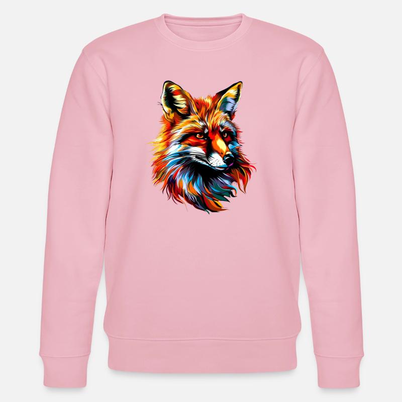 Fox Pop Art Farverige Fox Lover Red Fox Fox Foxes - Stanley/Stella økologisk unisex-sweatshirt CHANGER - lys rosa