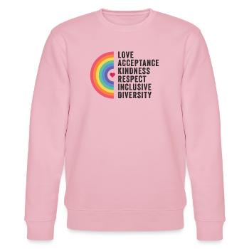 Mois de la fierté LGBT - Amour. Acceptation. Bonté. - Sweat bio CHANGER Stanley/Stella Unisexe - rose pâle - Devant - Jaron (178cm) & Liana (172cm)