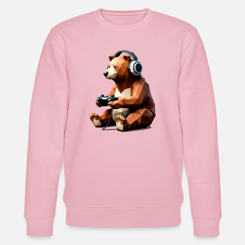 Gaming Bär mit Headset & Controller - Stanley/Stella Unisex Bio-Sweatshirt CHANGER  - Hellrosa
