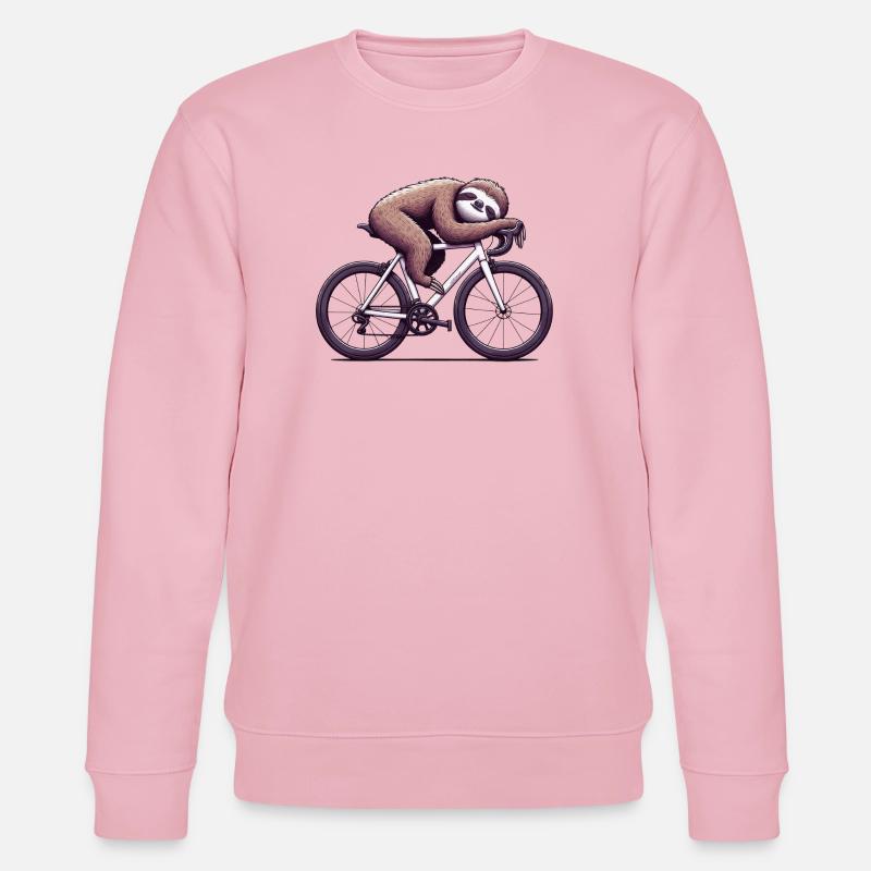 Faultier auf Rennrad Radfahrer Humor - Stanley/Stella Unisex Bio-Sweatshirt CHANGER  - Hellrosa
