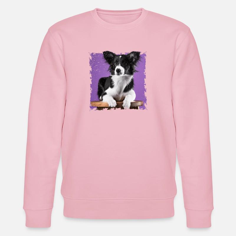 Hund sitzt auf Hocker - Stanley/Stella Unisex Bio-Sweatshirt CHANGER  - Hellrosa