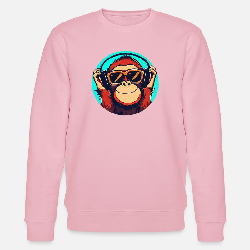 Affe mit Sonnenbrille und Kopfhörern - Stanley/Stella Unisex Bio-Sweatshirt CHANGER  - Hellrosa