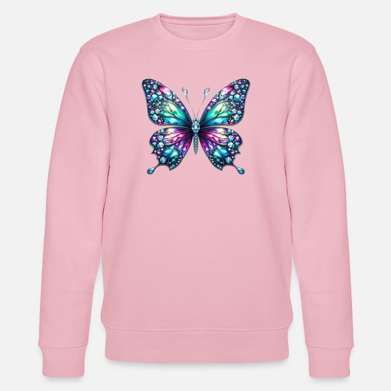 Papillon, Diamant, Diamants, Cristaux, Cristal - Sweat bio CHANGER Stanley/Stella Unisexe - rose pâle