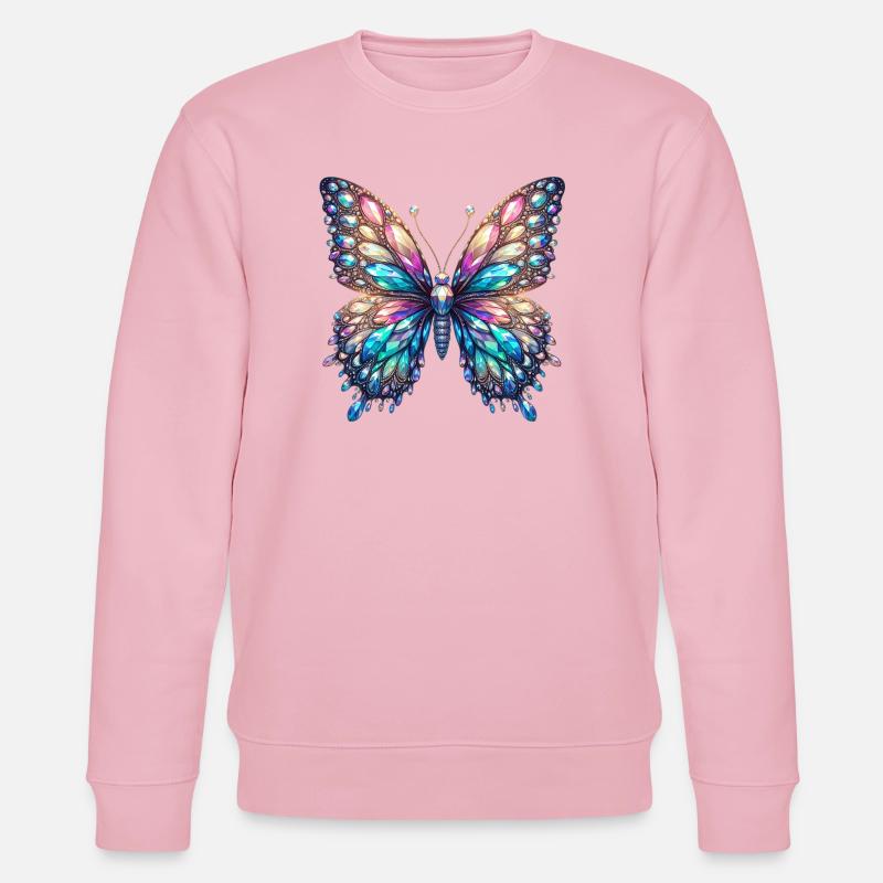 Papillon, Diamant, Diamants, Cristaux, Cristal - Sweat bio CHANGER Stanley/Stella Unisexe - rose pâle