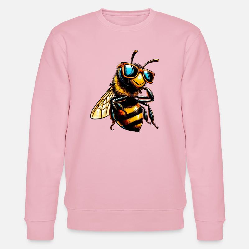 Biene mit Sonnenbrille - Stanley/Stella Unisex Bio-Sweatshirt CHANGER  - Hellrosa